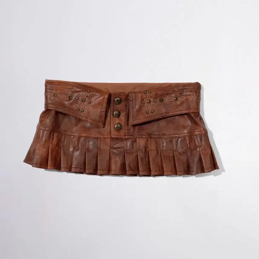 [BUNJANG] Sculptor Western Micro Skirt Brown / 스컬프터 웨스턴 마이크로 스커트 브라운