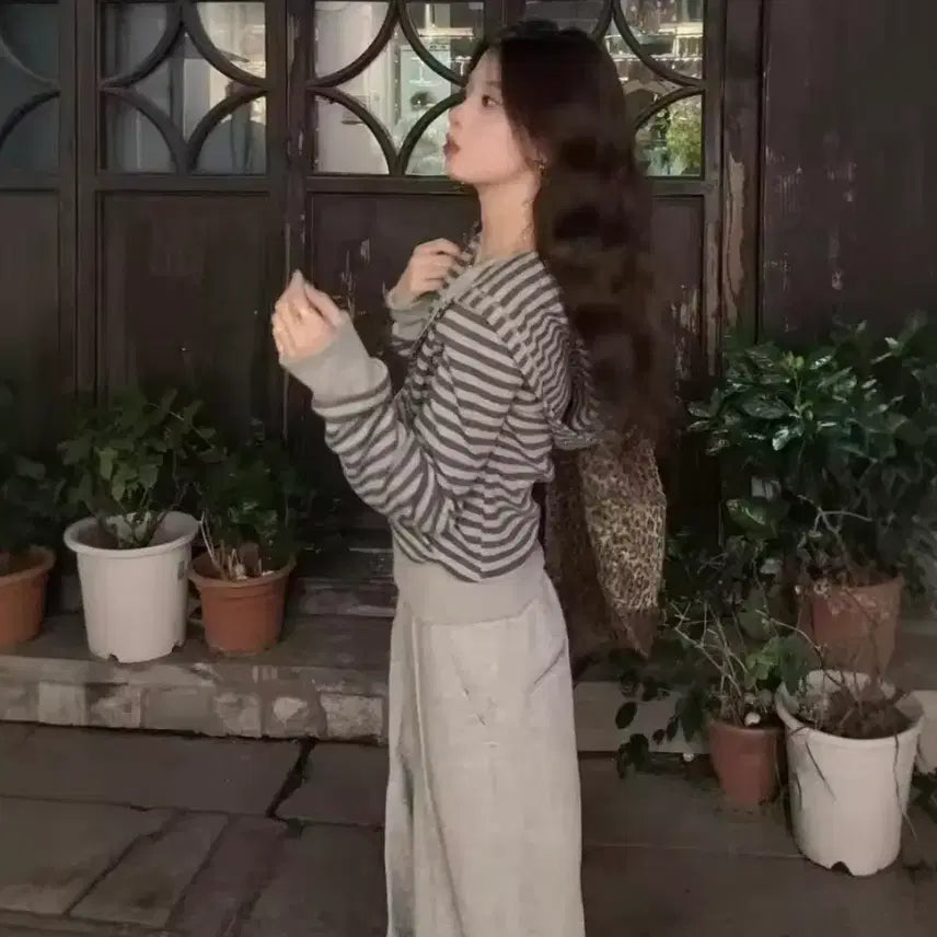 [BUNJANG] 새상품 스트라이프 후드 집업 L / 새상품 스트라이프 후드 집업 L