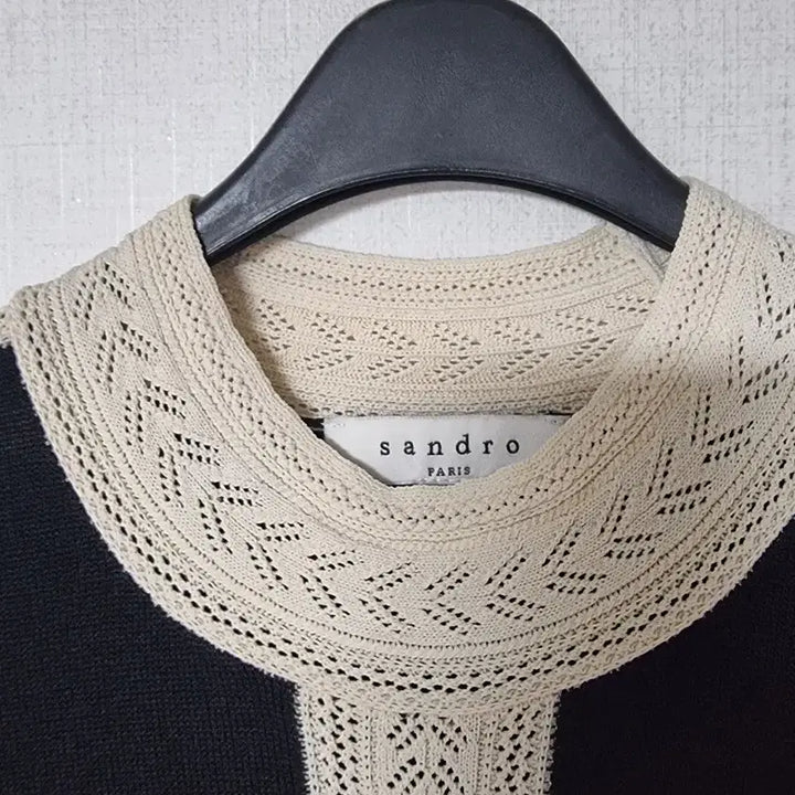 [BUNJANG] Sandro Black and Ivory Knit Long Dress / 산드로 블랙 앤 아이보리 니트 롱 원피스