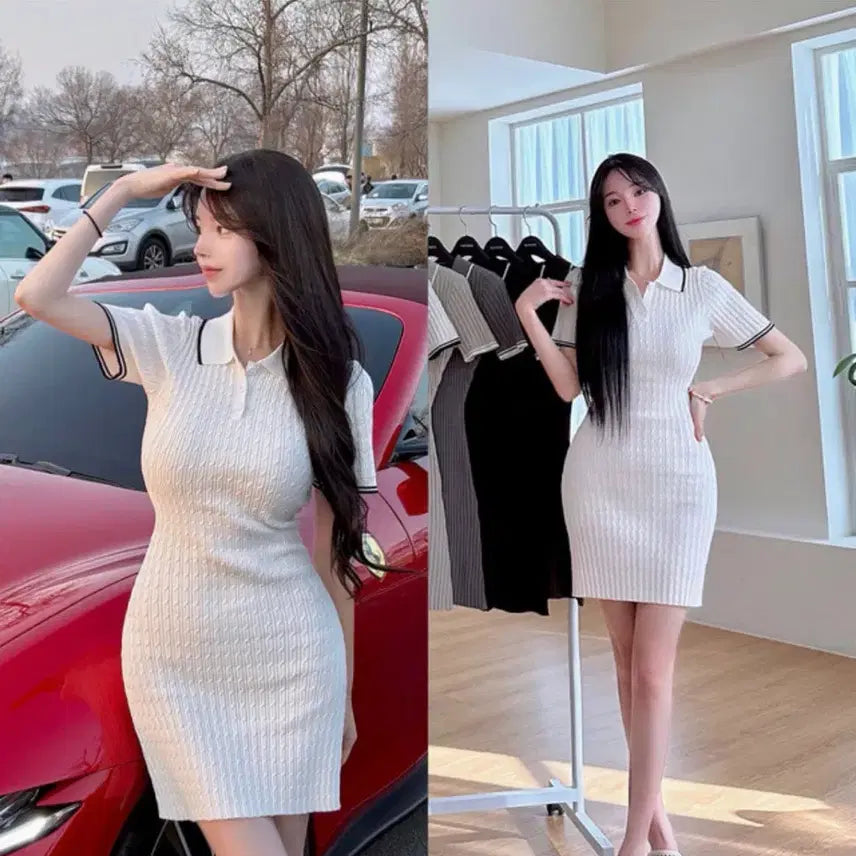 [BUNJANG] Mayyun Summer Collar Knit Dress / [새상품] 메이윤 썸머 카라 니트원피스
