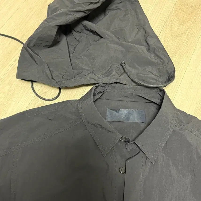 [BUNJANG] Juun.J Nylon Hooded String Shirt Black Size 46 / 준지 나일론 후드 스트링셔츠46