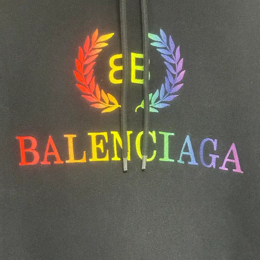 [BUNJANG] Balenciaga Rainbow Embroidered Hoodie L / 발렌시아가 레인보우 자수 후드 L