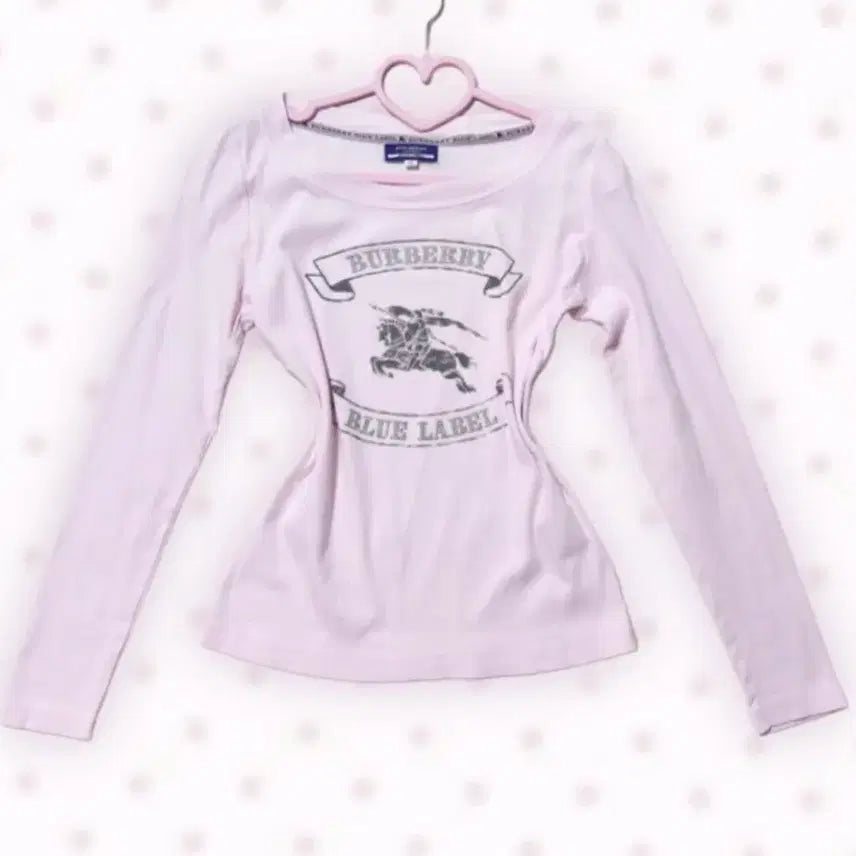 [BUNJANG] Burberry Blue Label Pink Long Sleeve T-shirt / 빈티지 버버리 블루라벨 핑크 연핑크 티 롱슬리브