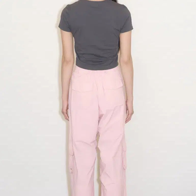 [BUNJANG] Illico Nylon String Cargo Banding Pants Pink S / 일리고 나일론 스트링 카고 밴딩 팬츠 핑크 s