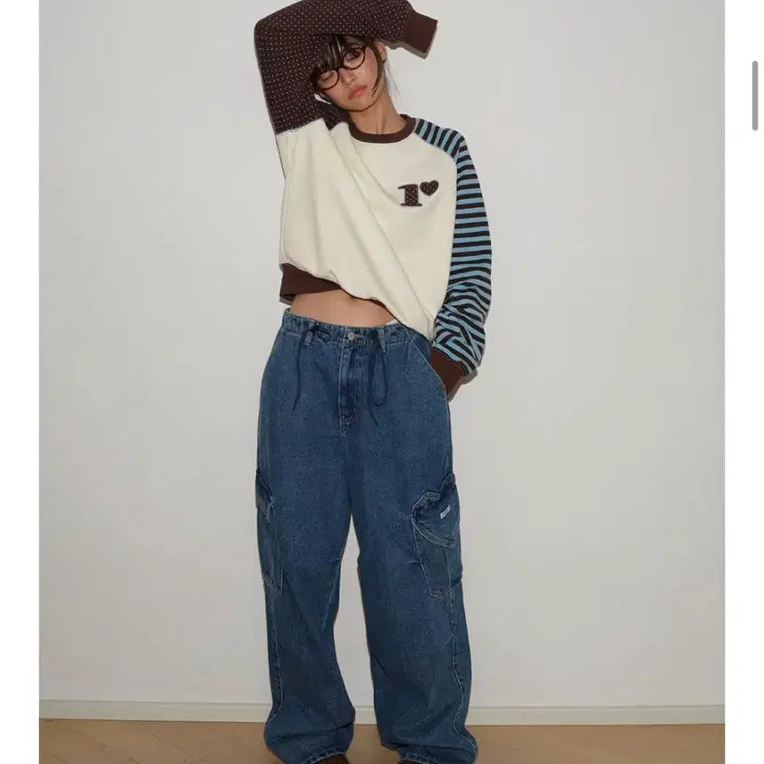 [BUNJANG] Ronron Dot Stripe Cream Long Sleeve T-shirt / 주말 할인! 론론 도트 스트라이프 맨투맨 긴팔 티셔츠 크림