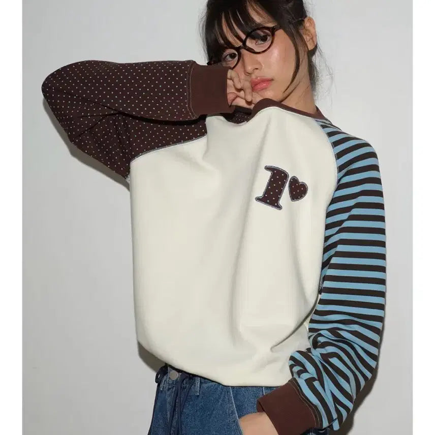 [BUNJANG] Ronron Dot Stripe Cream Long Sleeve T-shirt / 주말 할인! 론론 도트 스트라이프 맨투맨 긴팔 티셔츠 크림