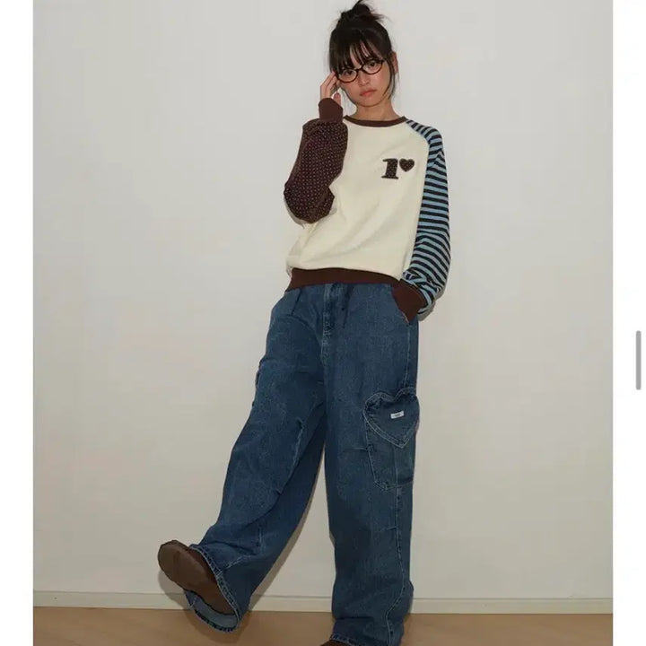 [BUNJANG] Ronron Dot Stripe Cream Long Sleeve T-shirt / 주말 할인! 론론 도트 스트라이프 맨투맨 긴팔 티셔츠 크림