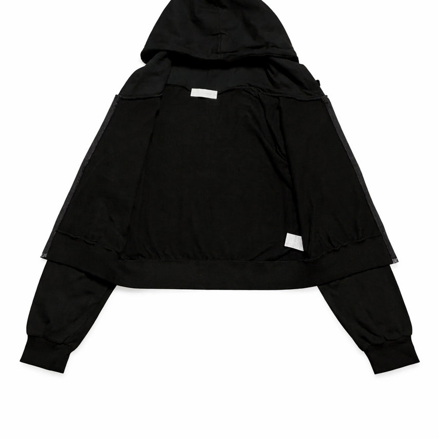 [BUNJANG] CECIL McBEE Black Cubic Crop Hooded Zip-up / JPN 일본 빈티지 Y2K 갸루 세실맥비 블랙 큐빅 크롭 후드집업 M
