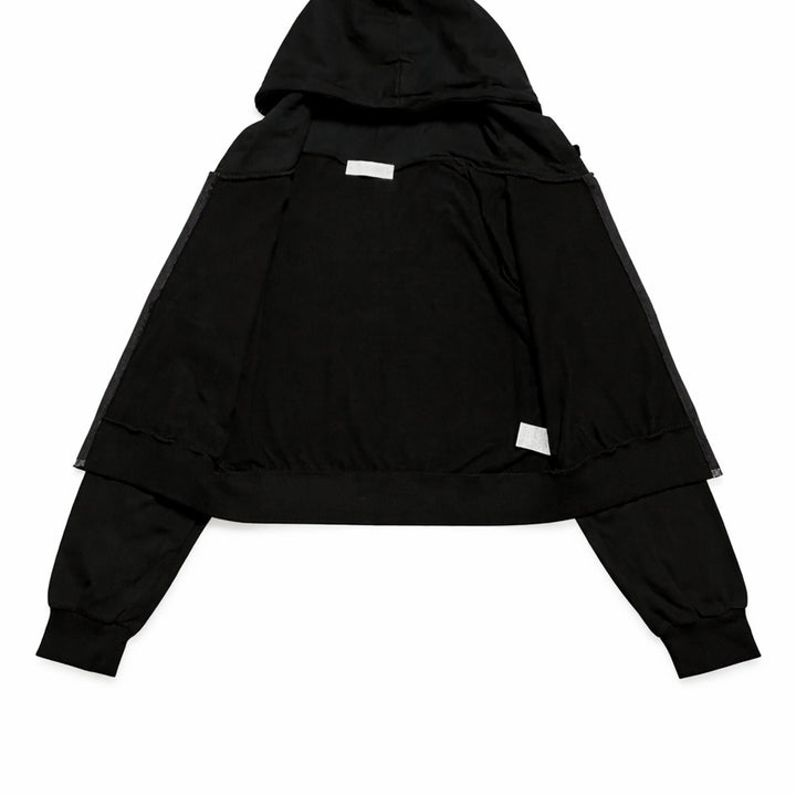[BUNJANG] CECIL McBEE Black Cubic Crop Hooded Zip-up / JPN 일본 빈티지 Y2K 갸루 세실맥비 블랙 큐빅 크롭 후드집업 M
