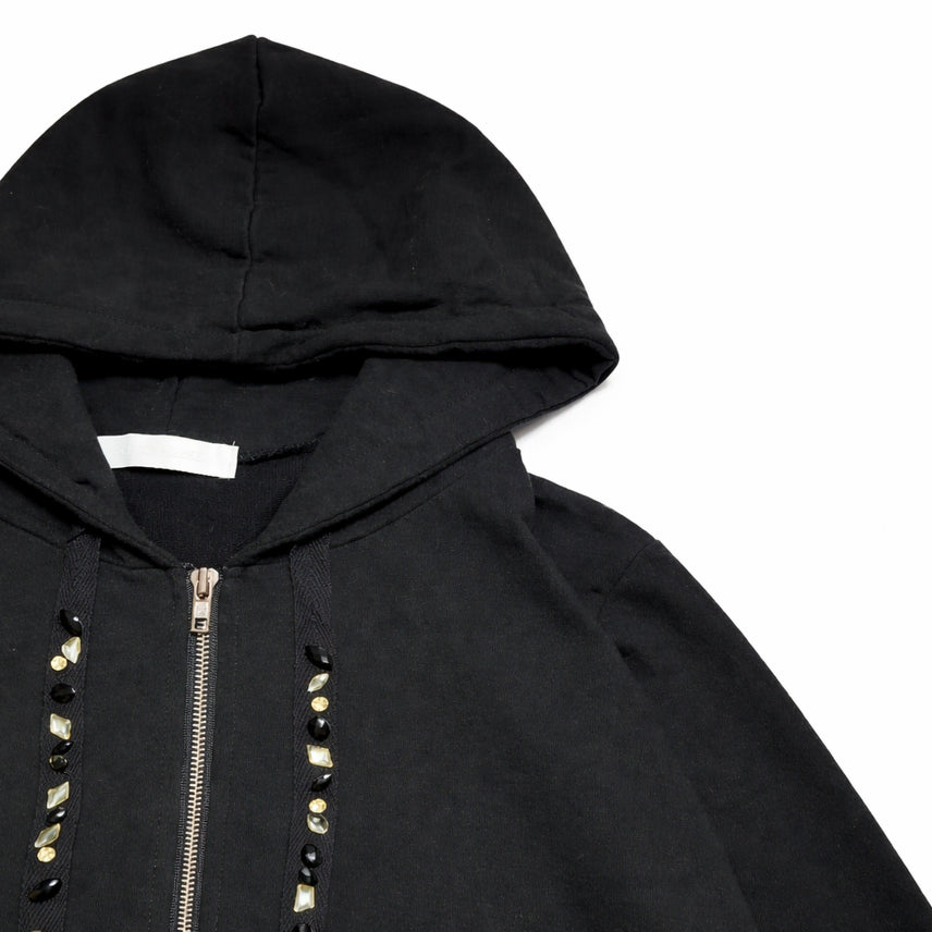 [BUNJANG] CECIL McBEE Black Cubic Crop Hooded Zip-up / JPN 일본 빈티지 Y2K 갸루 세실맥비 블랙 큐빅 크롭 후드집업 M