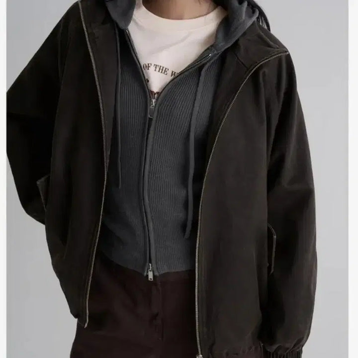 [BUNJANG] 8 Seconds Vintage High Neck Blouson Jacket - Brown (M) / 에잇세컨즈 빈티지 하이넥 블루종 자켓 브라운 (M)