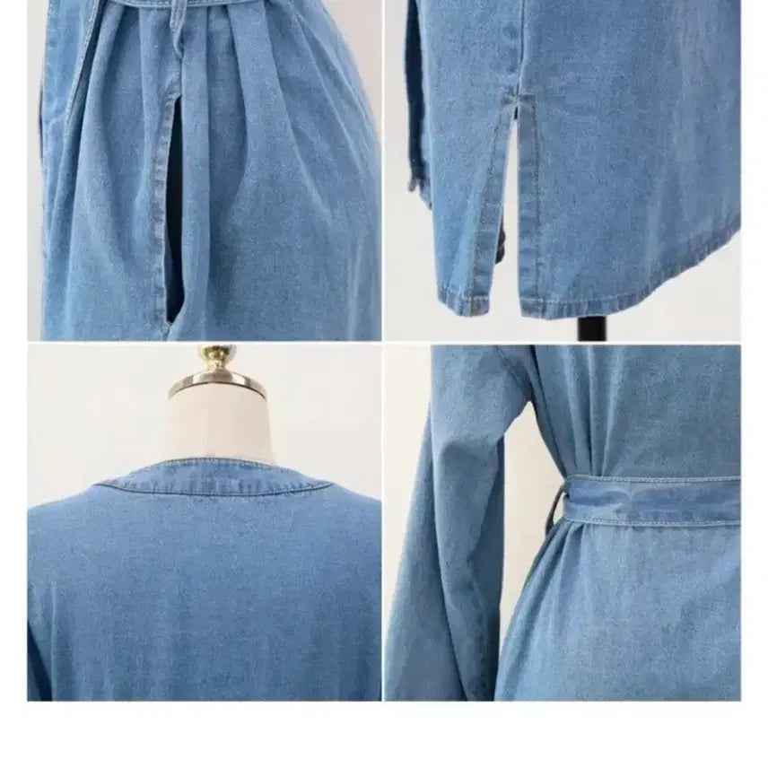 [BUNJANG] NANING9 Antly Denim Dress Long Cardigan / NANING9 앤틀리 허리끈 데님원피스 롱가디건
