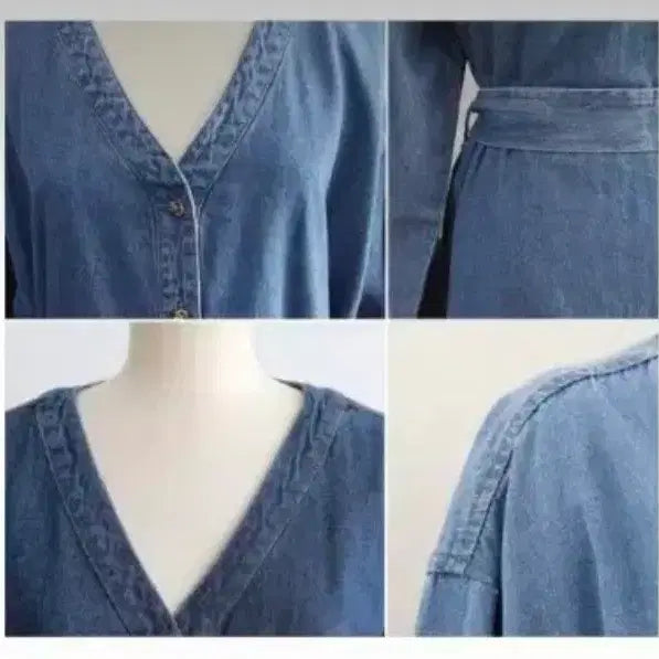 [BUNJANG] NANING9 Antly Denim Dress Long Cardigan / NANING9 앤틀리 허리끈 데님원피스 롱가디건