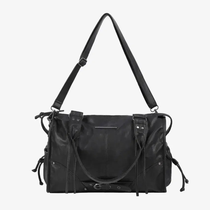 [BUNJANG] Fancy Club Belted Washed Leather Bag (Black) / 팬시클럽 벨티드 워싱 레더백 (BLACK) F25QE990