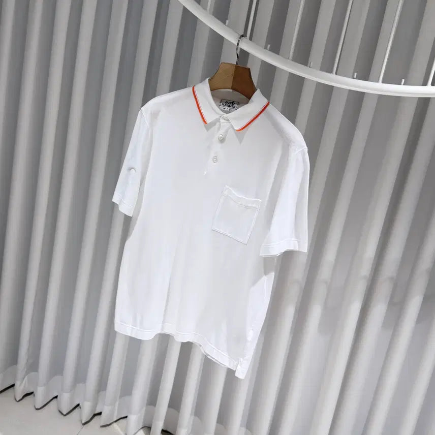 [BUNJANG] Hermès Picr Cellier Polo Cotton White Short Sleeve T-shirt / (A+/M) / 에르메스 피크르셀리에 폴로 코튼 화이트 반팔 티셔츠