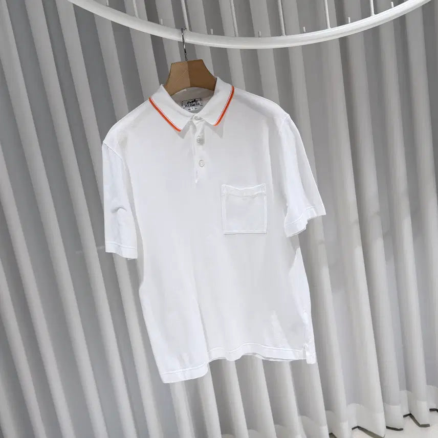 [BUNJANG] Hermès Picr Cellier Polo Cotton White Short Sleeve T-shirt / (A+/M) / 에르메스 피크르셀리에 폴로 코튼 화이트 반팔 티셔츠