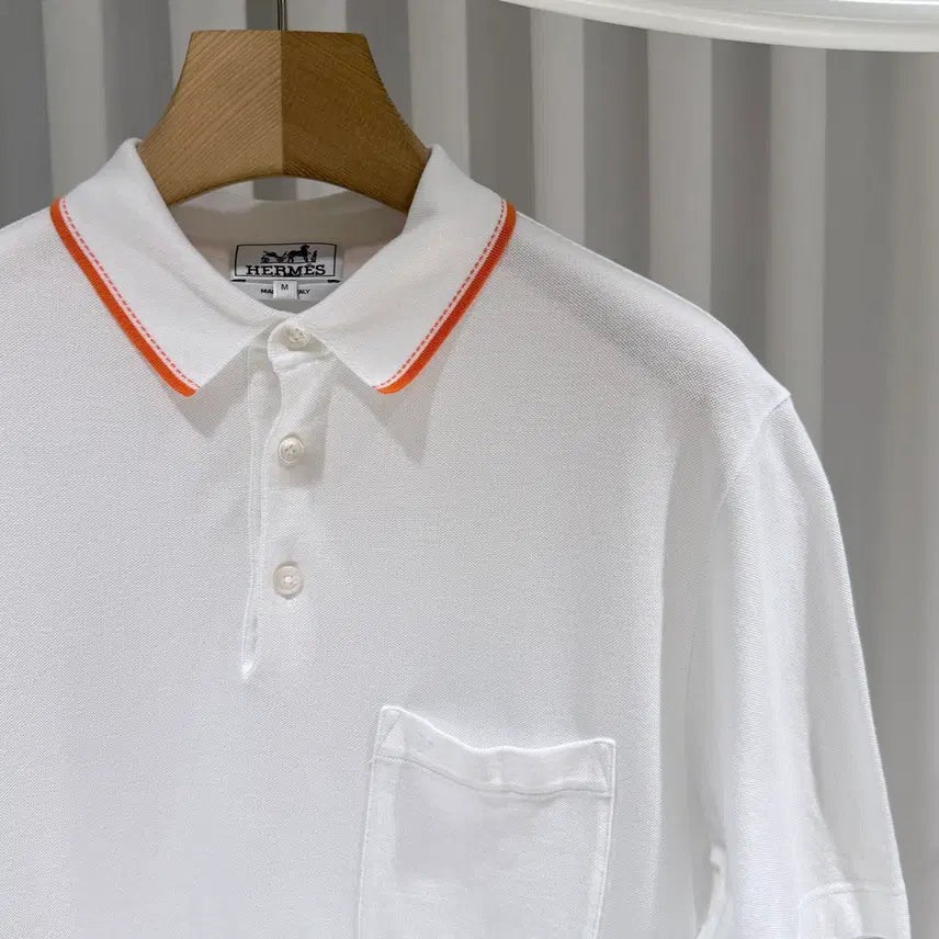[BUNJANG] Hermès Picr Cellier Polo Cotton White Short Sleeve T-shirt / (A+/M) / 에르메스 피크르셀리에 폴로 코튼 화이트 반팔 티셔츠