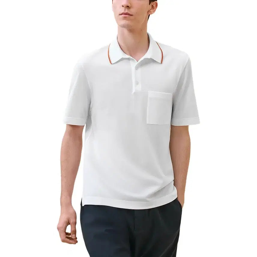 [BUNJANG] Hermès Picr Cellier Polo Cotton White Short Sleeve T-shirt / (A+/M) / 에르메스 피크르셀리에 폴로 코튼 화이트 반팔 티셔츠