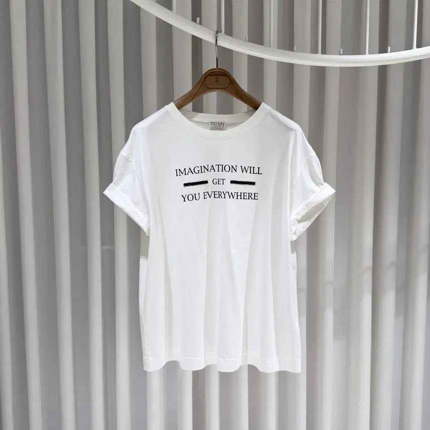 [BUNJANG] Brunello Cucinelli Printed Cotton White Short Sleeve T-shirt / (A+/L) / 브루넬로쿠치넬리 프린트 코튼 화이트 반팔 티셔츠