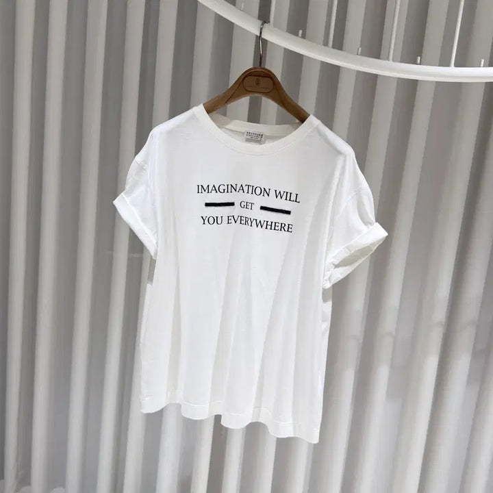 [BUNJANG] Brunello Cucinelli Printed Cotton White Short Sleeve T-shirt / (A+/L) / 브루넬로쿠치넬리 프린트 코튼 화이트 반팔 티셔츠