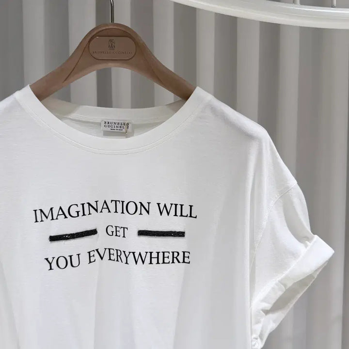 [BUNJANG] Brunello Cucinelli Printed Cotton White Short Sleeve T-shirt / (A+/L) / 브루넬로쿠치넬리 프린트 코튼 화이트 반팔 티셔츠