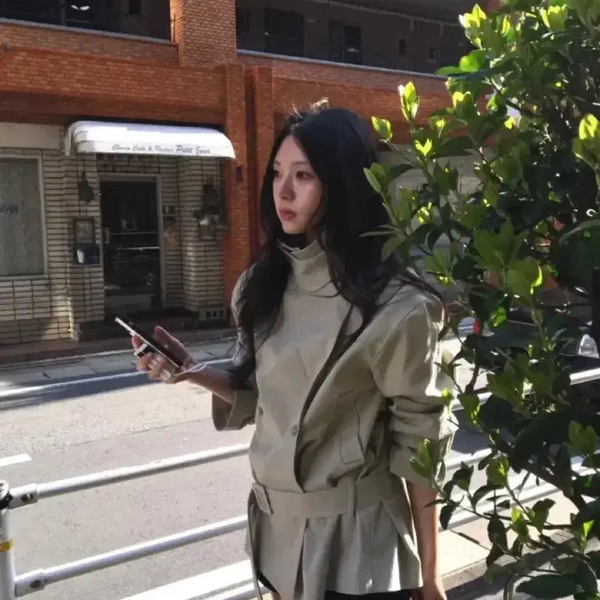 [BUNJANG] Soand Black Up Half High Neck Trench Jacket Coat / soand 하이원스 블랙업 하프 하이넥 트렌치 자켓 코트