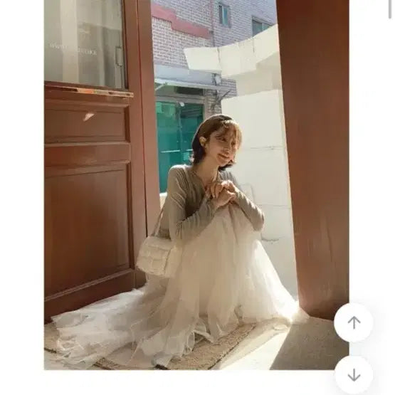 [BUNJANG] Ivory Long Chiffon Skirt / 아이보리 롱 샤 스커트