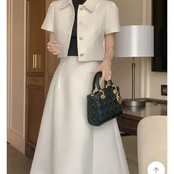 [BUNJANG] Tweed Two-Piece Set / 트위드 반팔 자켓 + 롱 스커트 셋업