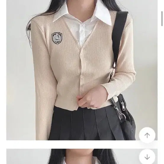 [SOLD OUT] 베이지색 셔츠+니트 가디건