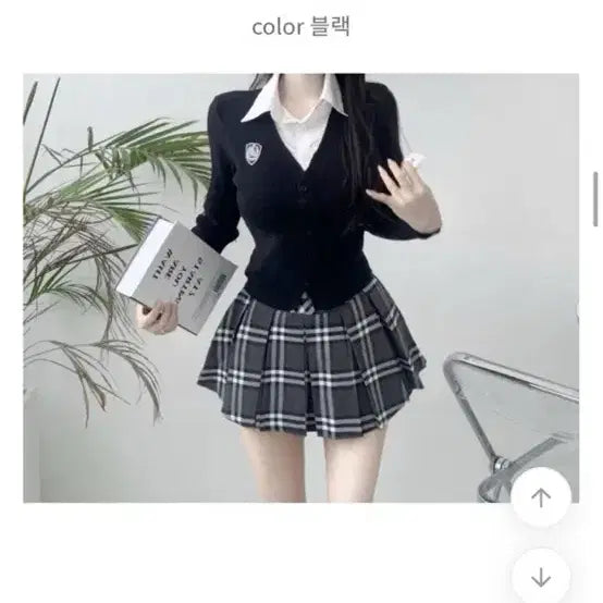 [BUNJANG] Your Rose Black Cardigan and Shirt Set / 유어로즈 블랙 셔츠+가디건