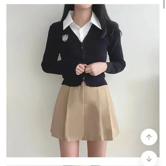 [BUNJANG] Your Rose Black Cardigan and Shirt Set / 유어로즈 블랙 셔츠+가디건