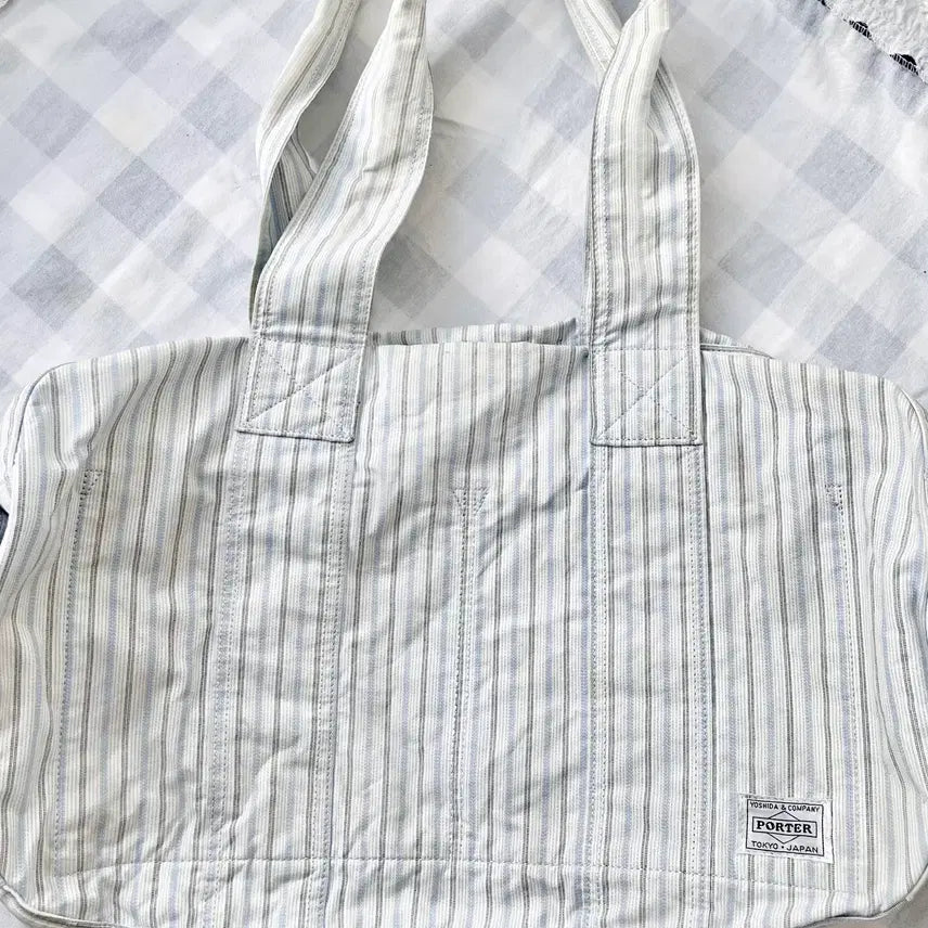 [BUNJANG] Porter 70th Anniversary Blue Stripe Boston Bag / 포터 70주년 블루 스트라이프 보스턴백 PORTER