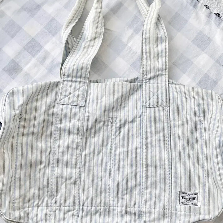 [BUNJANG] Porter 70th Anniversary Blue Stripe Boston Bag / 포터 70주년 블루 스트라이프 보스턴백 PORTER