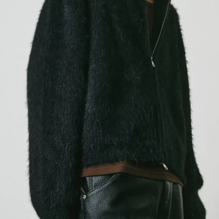 [BUNJANG] XTL Mergo Fuzzy Zip-up Cardigan [Black] / (XTL)메르고 퍼지 집업 가디건 [블랙] 새상품 KKST