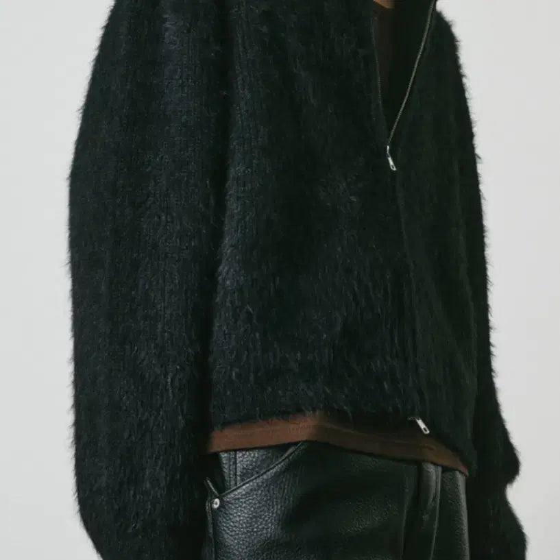 [BUNJANG] XTL Mergo Fuzzy Zip-up Cardigan [Black] / (XTL)메르고 퍼지 집업 가디건 [블랙] 새상품 KKST