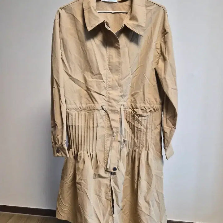 [BUNJANG] Sunflower Beige Pleated Long Shirt Dress / (새상품)베이지 여성 플리츠 롱 셔츠 free size
