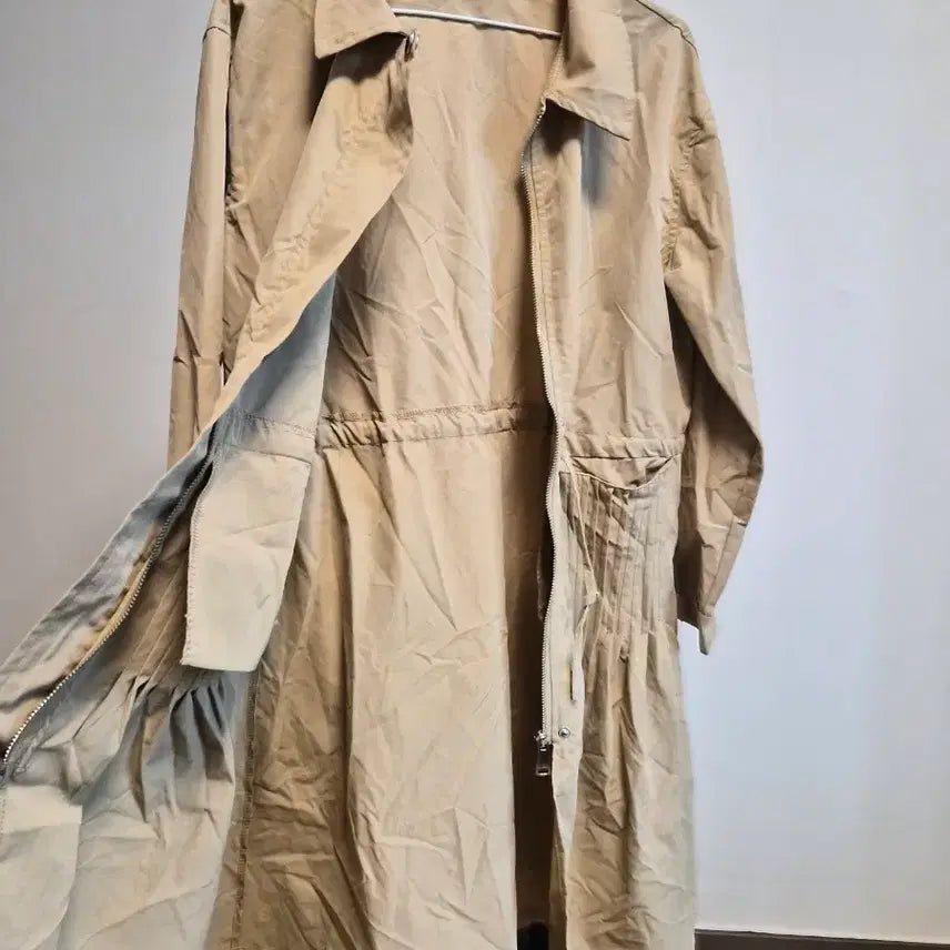 [BUNJANG] Sunflower Beige Pleated Long Shirt Dress / (새상품)베이지 여성 플리츠 롱 셔츠 free size