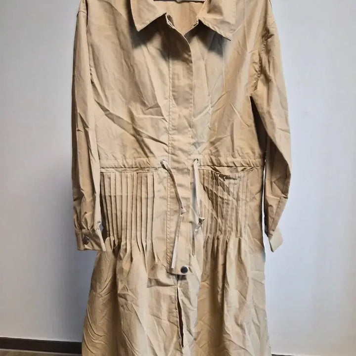 [BUNJANG] Sunflower Beige Pleated Long Shirt Dress / (새상품)베이지 여성 플리츠 롱 셔츠 free size