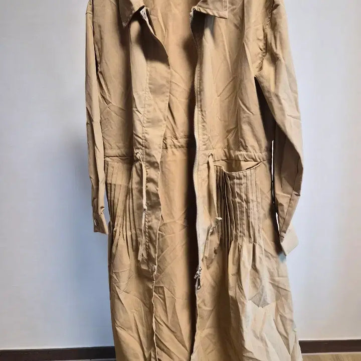[BUNJANG] Sunflower Beige Pleated Long Shirt Dress / (새상품)베이지 여성 플리츠 롱 셔츠 free size