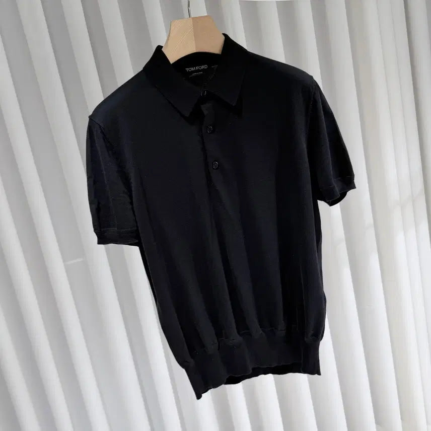 [SOLD OUT] (A+/50) / 톰포드 코튼 폴로 카라 반팔 티셔츠 블랙