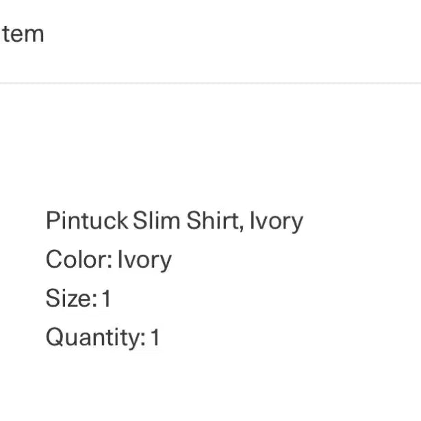 [SOLD OUT] 아모멘토 핀턱 슬림 셔츠 아이보리 1 size 새상품