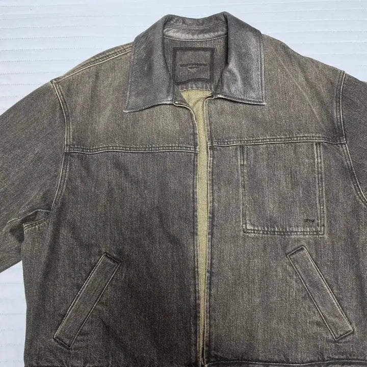 [BUNJANG] Wooyoungmi Leather Collar Denim Jacket / 우영미 레더카라데님자켓 46사이즈