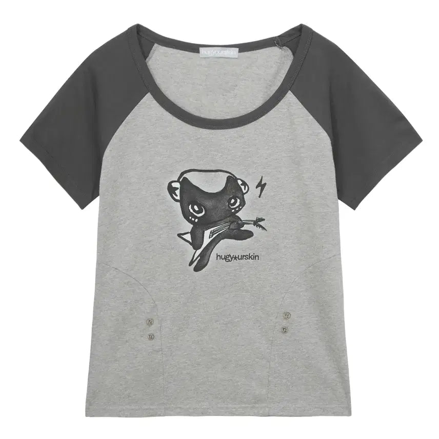 [SOLD OUT] 허그유어스킨 락스타 허깅 티셔츠 (멜란지)
