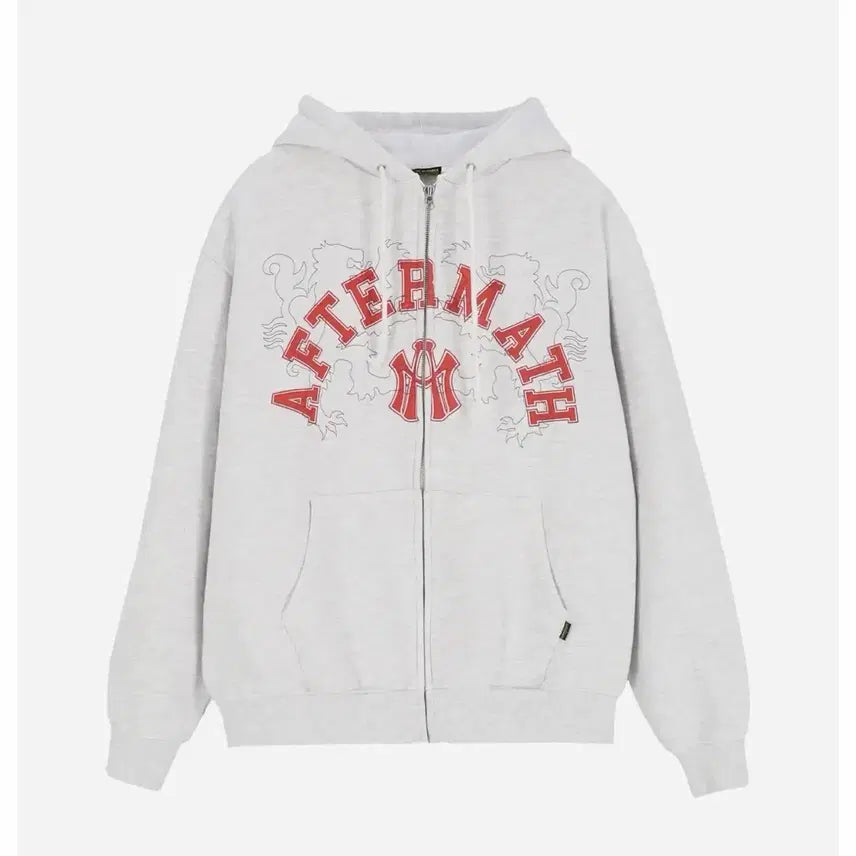 [BUNJANG] AFTERMATH ATM Logo Zip Hoodie - Heather Grey / AFTERMATH ATM LOGO ZIP HOODIE - L