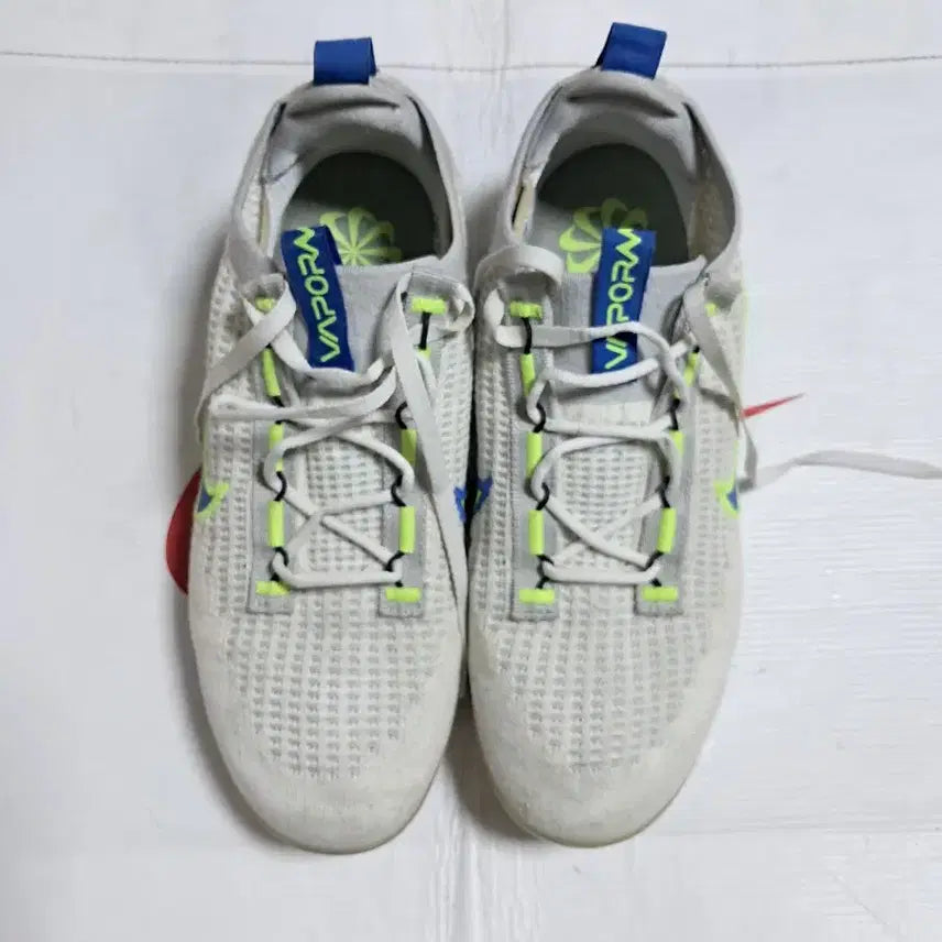 [BUNJANG] Nike Air VaporMax 2021 Flyknit White Royal Sneakers / 나이키 에어 베이퍼맥스 2021 플라이니트 화이트 로얄 스니커즈,운동화