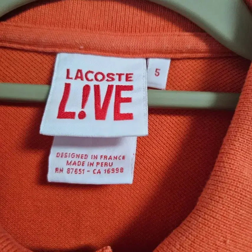 [SOLD OUT] 라코스테 LIVE 오렌지색 반팔 카라티 5