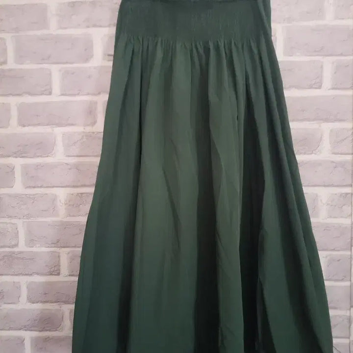 [BUNJANG] Dark Green Banded Flare Long Skirt / 다크그린 밴딩 플레어 롱스커트/알뜰한여우