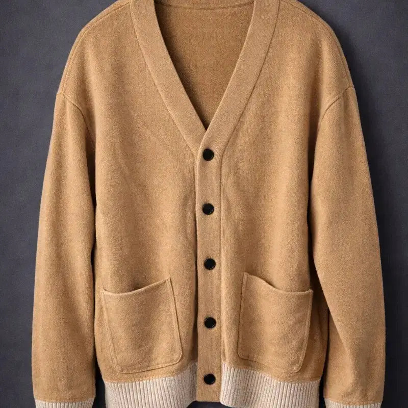 [SOLD OUT] 송지오옴므 양면 베이지색 브이넥 니트 가디건 46 95