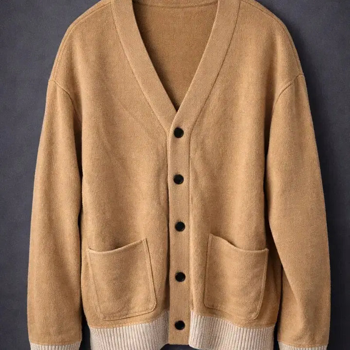 [SOLD OUT] 송지오옴므 양면 베이지색 브이넥 니트 가디건 46 95