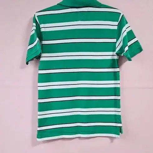 [BUNJANG] Tommy Hilfiger Green Striped Polo Shirt / 타미힐피거 그린 스트라이프 반팔 카라티